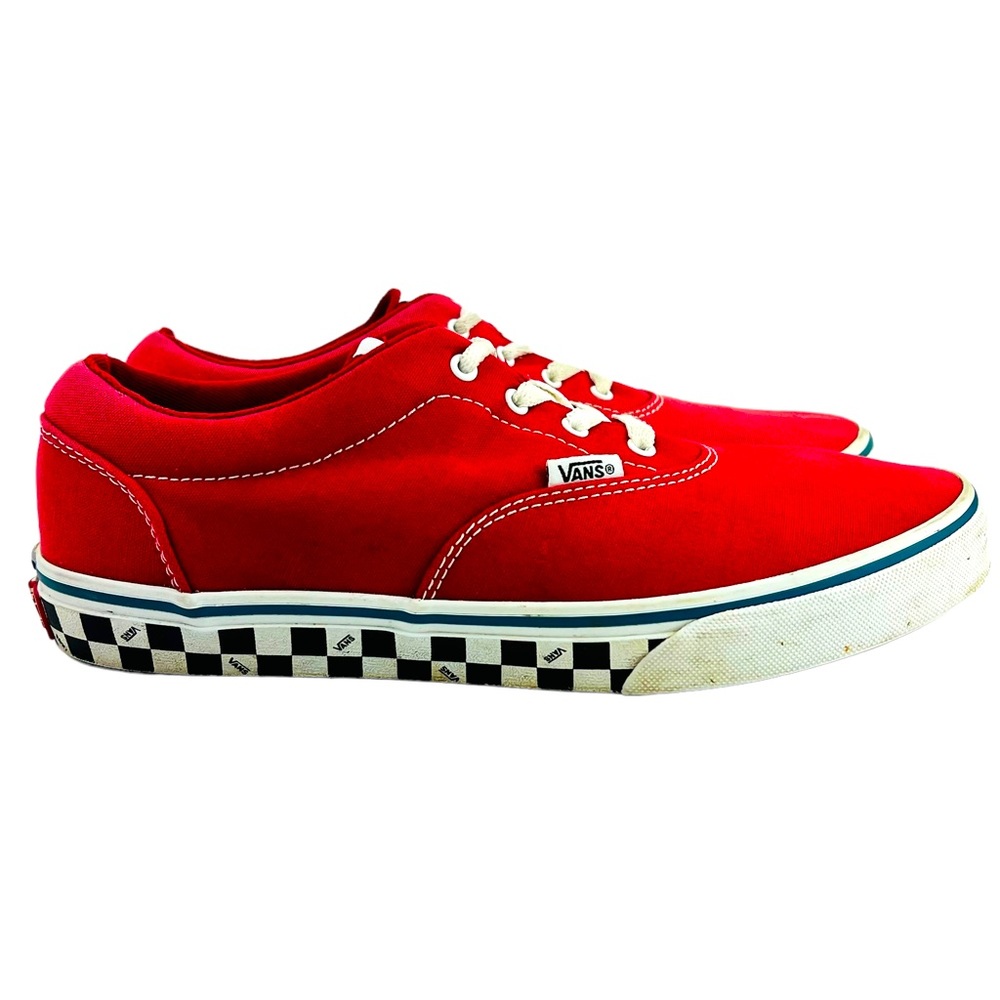 ***SOLD***Vans Old Skool Red Canvas Check Side Wall Lace Up Low Top Unisex Big B - Picture 1 of 15